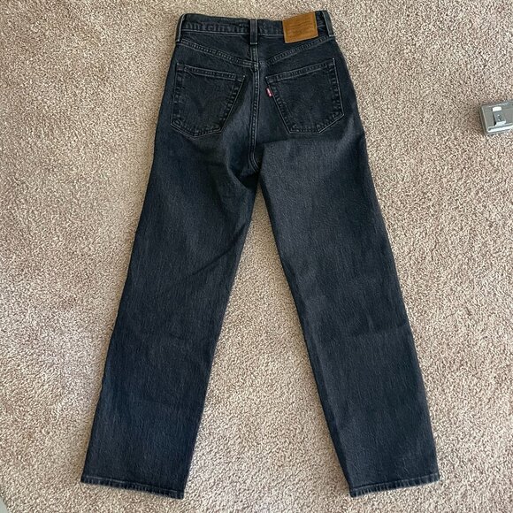 Levi's Black Ribcage Straight Ankle Jeans Size 24 - Picture 3 of 5